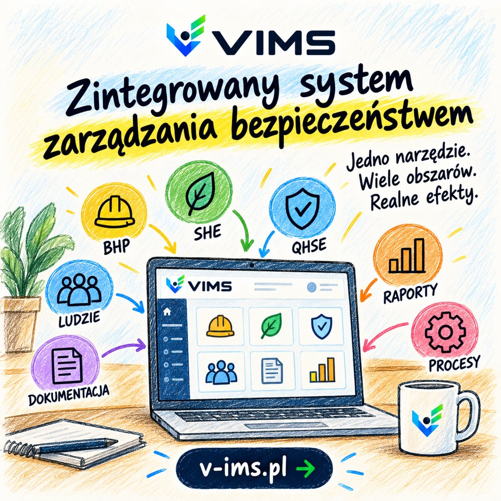 Zintegrowany system zarządzania bezpieczeństwem V-IMS: BHP, SHE, QHSE, ludzie, dokumentacja, raporty i procesy